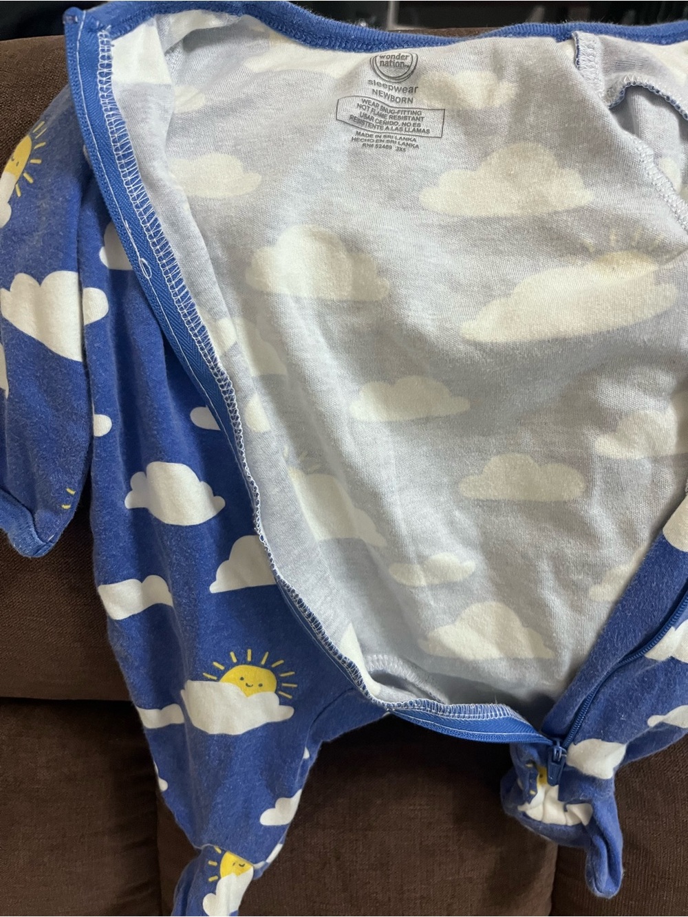 wonder nation Blue Cloud & Sun Footed Newborn Sleeper